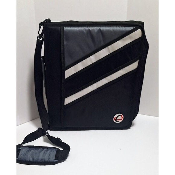 CASE-IT ZIPPER BINDER 'THE Z’ DOUBLE 1 ½ D RING BINDER STRAP HANDLE BLACK 3" - Picture 4 of 8